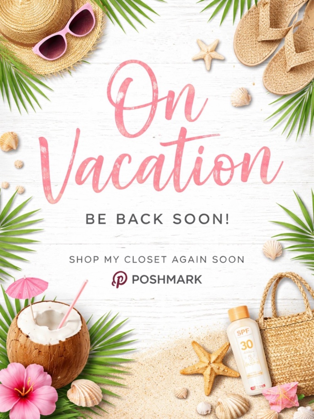 On Vacation Graphic Sign - Pink Script
